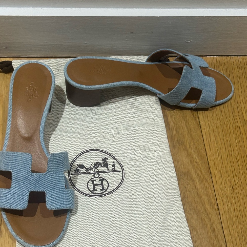Hermes Light Blue Denim Oasis Sandals size 38 - Picture 4 of 11